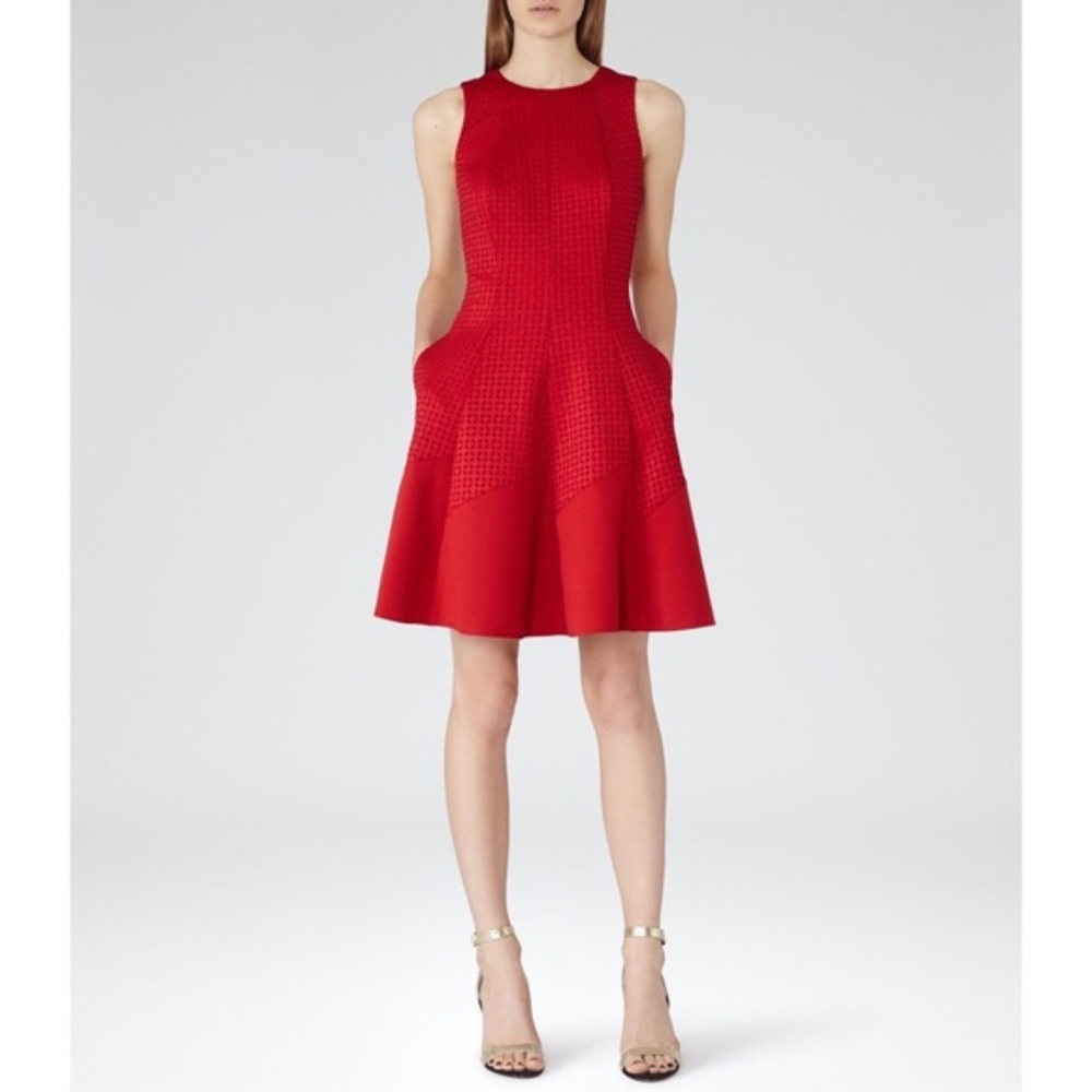 Reiss Red Pinot Cut Dress
